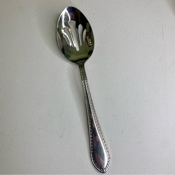 Reed & Barton Traditional Tanglewood 18/10 Stainless Slotted Spoon Serving Set 2 - Picture 2 of 16